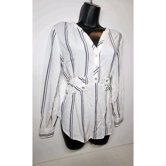 Women's Small High Vibrations casual-chic Stripe Mini Shirt Dress By Soho - Picture 9 of 16